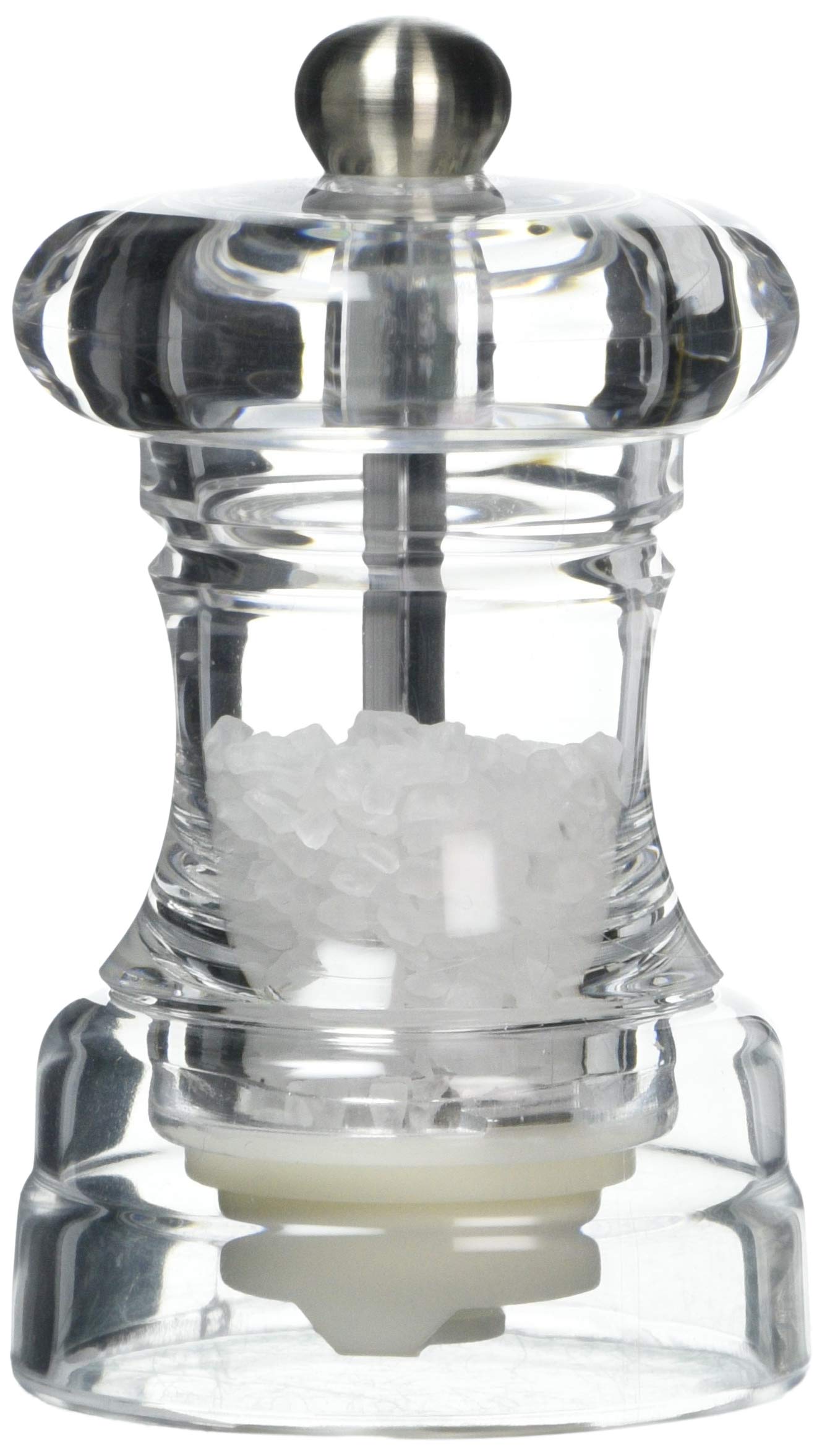 T&G Classic Capstan Clear Acrylic Salt Mill with Satin Finish Knob, 10 cm