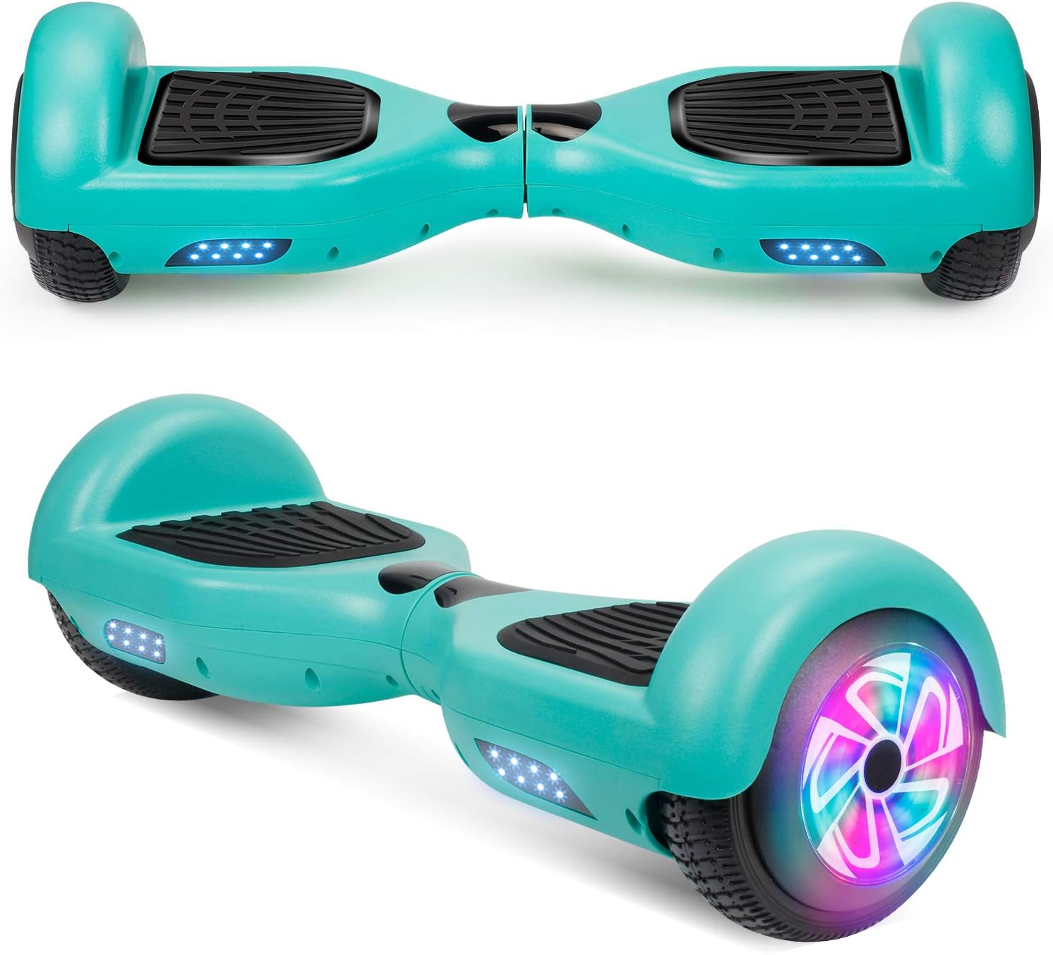 Spadger Hoverboard and LED Banner Flashing Lights Two 6.5" Wheels Self-Balancing Electric Scooter Hover Board Adults Kids Gift - UL2272 Certified(Green)