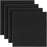 SEUNMUK Square Silicone Coasters Set of 4, 12x12 Inch Bar Mat with Grooved Pattern, Black Dish Drying Mat for Hot or Cold Drinks Table Tabletop Coffee Bar