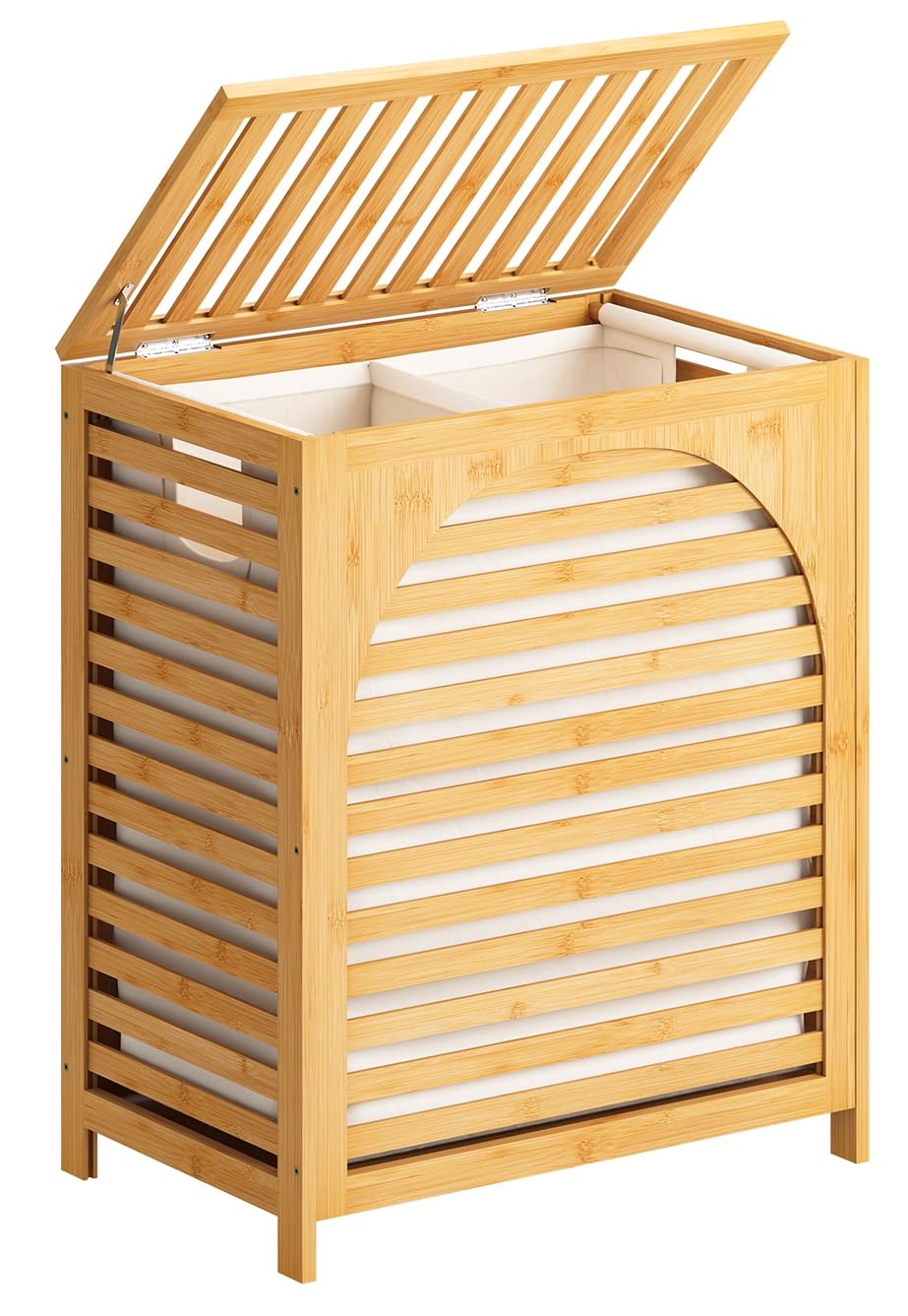 Photo 1 of Laundry Hamper with Lid, 27.3 Gallon (103L) Bamboo Wood Clothes Laundry Basket with Lid and Handles, Removable Liner