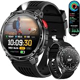 Mens Smart Watch for Android Phones and iPhone,Military Sport Smart Watches for Men Fitness Tracker Watch with Flashlight/Compass/Waterproof/100 Days Battery/Heart Rate/Sleep/100+ Sport Modes