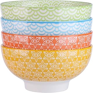 Vancasso Natsuki 4-teilig Porzellan Schalen Set, Ø 15,2 cm Müslischalen, Mehrfarbig, Dessertschalen