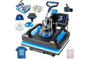 Leomru 5 in 1 Heat Press Machine, Sublimation Heat Press 12x15 inch Industrial T Shirt Pressing Machine, 360-Degree Swing Away Heat Transfer Machine Multifunction Combo for T-Shirt Mugs at Cap