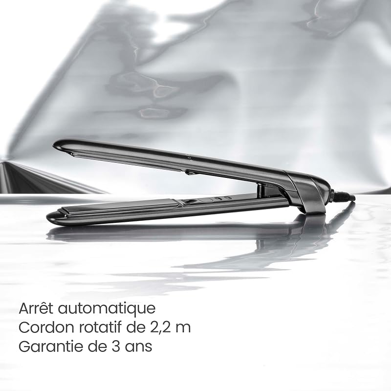 Lisseur cheveux Titanium Shine – Plaques en titane-céramique, 5 réglages de température 150–230°C, Utilisation mondiale, Argenté, ST260E — photo 6 sur 8