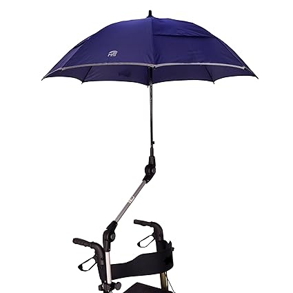 Orig. MPB® Rollatorschirm für Weinberger Rollatoren 9269 + 43845, komplett, Rollator Schirm Mikrofaser Bespannung blau reflek
