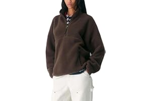 Aimiray Fleece Pullover Women Long Sleeve Half Zip Sherpa Jacket Warm Trendy Teddy Fall Sweatshirts with Side Pockets
