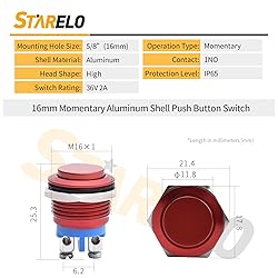 STARELO 16MM 5/8" Momentary Push Button Switch High