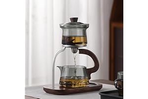 Glass Teapot Set, Chinese Gongfu Tea Maker with Infuser and Lid, Magnetic Water Separation Filter Semi Automatic Magic Teapot