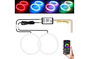 Qasim Angel Eyes Halo Rings Cotton Lights 12V 80MM RGB LED Universal for Car Scooter Motorcycle DRL with Turn Signal Function