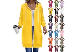 GOHRSHA Long Hoodies for Women Full Zip Up Pullover Tunic Sweatshirts with Pockets Trendy Fall Winter Clothes Y2K