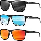 MASDUN Polarized Sunglasses for Men and Women Square Sun glasses UV Protection For Driving Fishing Golf (3 Pack)