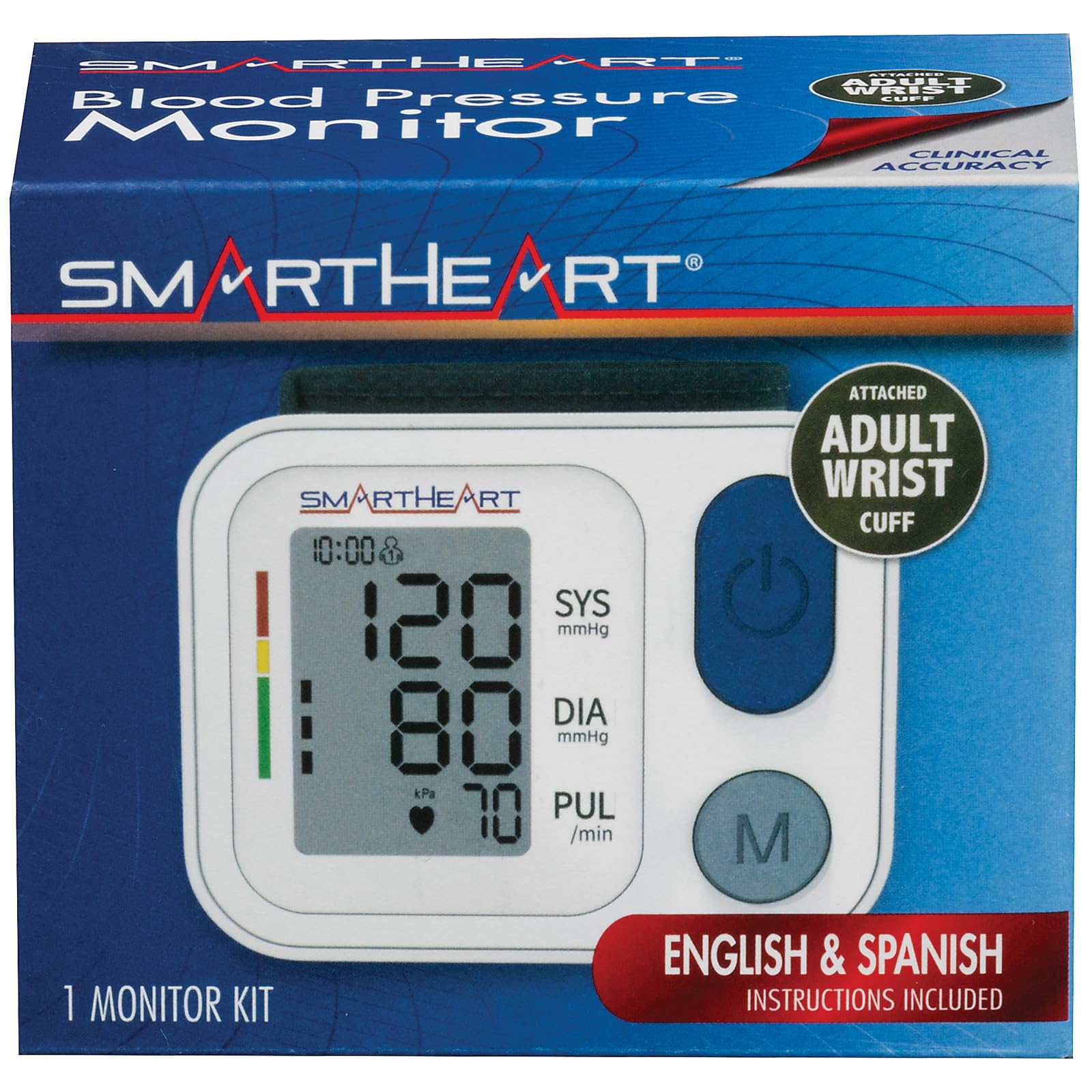 SmartHeart Blood Pressure Monitor | Adult Wrist Cuff | 2-Person Memory | 398 Total Reading Storage | Easy to Use | Automatic Inflation and Deflation
