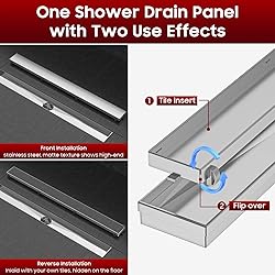 DLONE Linear Shower Drain, 28" AISI 304 Stainless