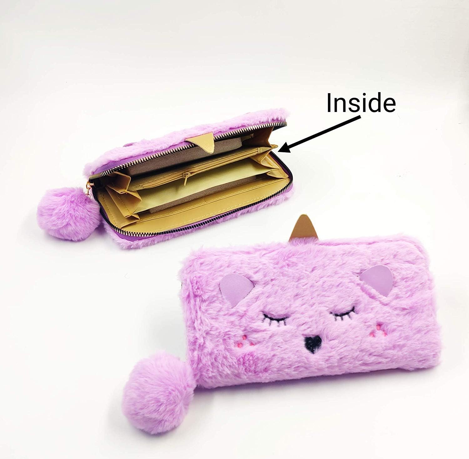 G4GIFT Unicorn Fur Wallet Clutch for Girls Makeup Cosmetic Holder Purse (Pack of 1)(Size: 19 x 10 x 2 cm)(Multi) (Purple)