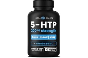 NutraChamps 5-HTP | 120 Vegan Capsules | 100mg Per Capsule | 5HTP Supplement + Co-Factors Vitamin B6 & Vitamin C | Stress Rel