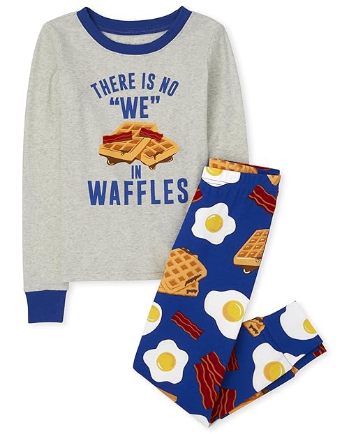 The Children's Place boys The Children's Place Long Sleeve Snug Fit Cotton 2 Piece Pajama Set, Waffle, 16 US