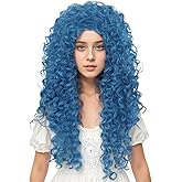 karlery Girls Long Blue Curly Wig Halloween Cosplay Party Costume Wig