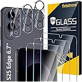 firtstnow 3 Pack Glass Screen Protector for Samsung Galaxy S25 Edge [6.7 inch] + 3 Pack Camera Lens Protector, 9H Tempered Glass, Fingerprint Unlock, HD Clear Case Friendly Anti-Scratch