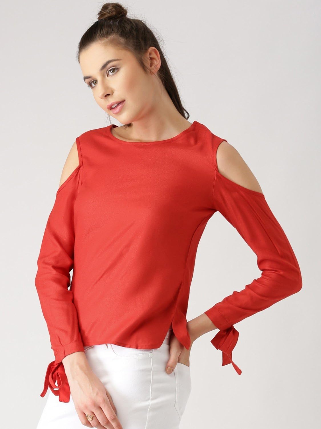 marie claire women's top (mc398a--s, red, small)
