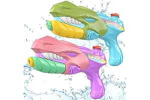 TEMI 2 Pack T-rex Dinosaur Water Blasters for Kids, Long-Range Shooting Pump Action Squirt Water Guns for Boys and Girls 3 4 5 6 7 8+ Years, Outdoor Toys Summer Fighting Game for Pool/Beach/Party
