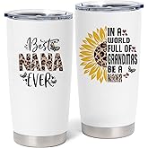 Pewuvos Nana Gifts, Nana Gifts for Grandma, Birthday Gift for Grandma from Grandchildren, Grandkids, 20 oz Stainless Steel Tumbler With Lid & Straw