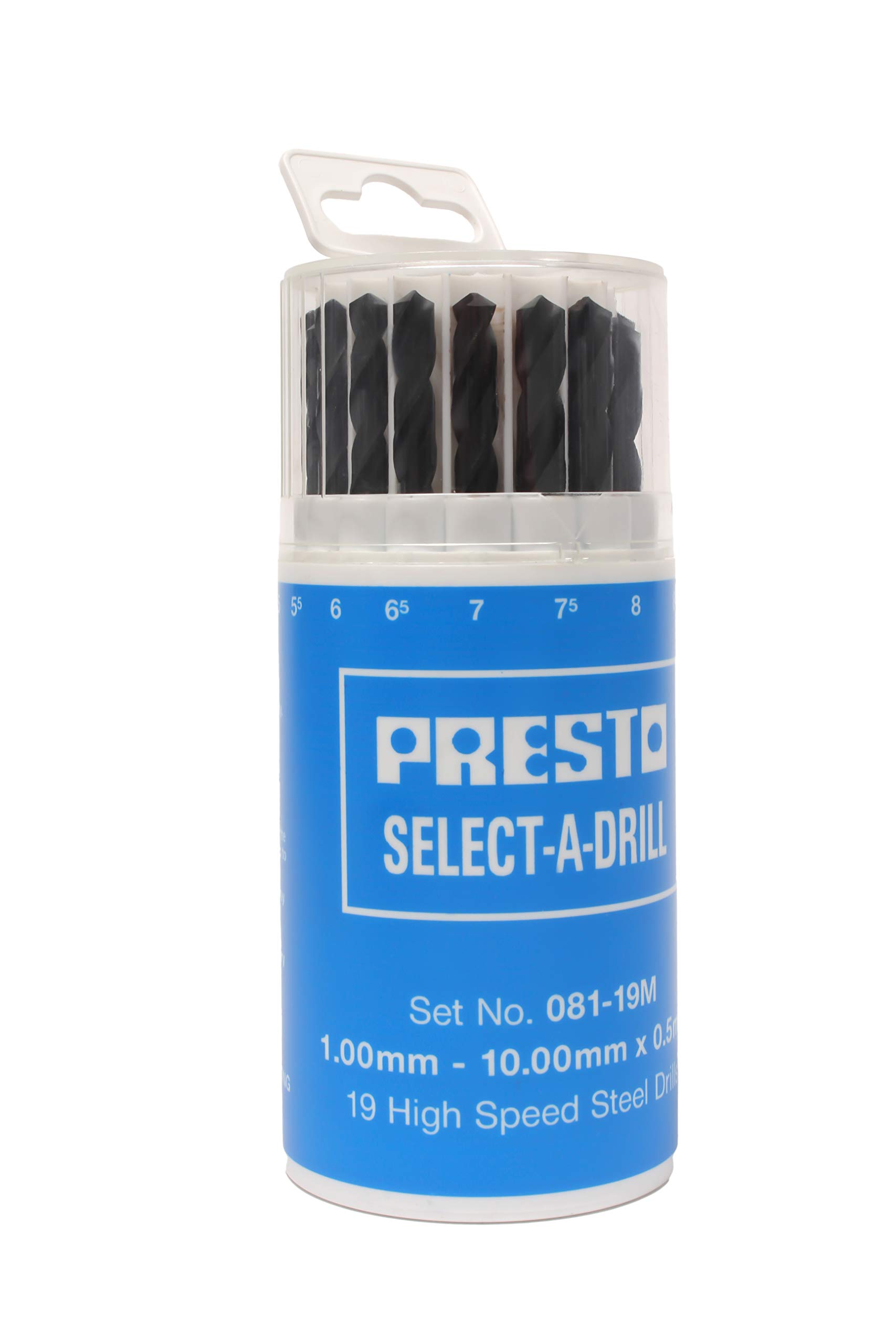 Presto 09510M19 High Speed Steel Jobber Drill Set, 1mm-10mm Diameter, 1.0mm Increments, 19 Piece