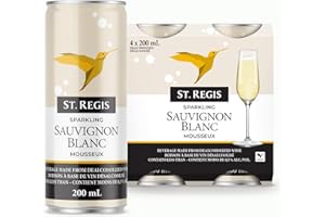 St. Regis Non Alcoholic Sparkling Sauvignon Blanc | Dealcoholized White Wine Alternative | 4 x 200ml Cans