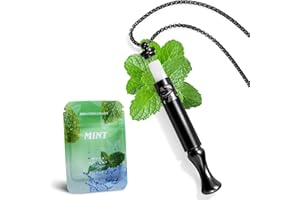 RUNMECY Quit Smoking Necklace with Refillable Mint Pods – Breathing Necklace for Fidget Relief and Smoking Cessation, Pure Breeze Natural Stop Smoking Aids Device for Anxiety Air Refresh (Black)