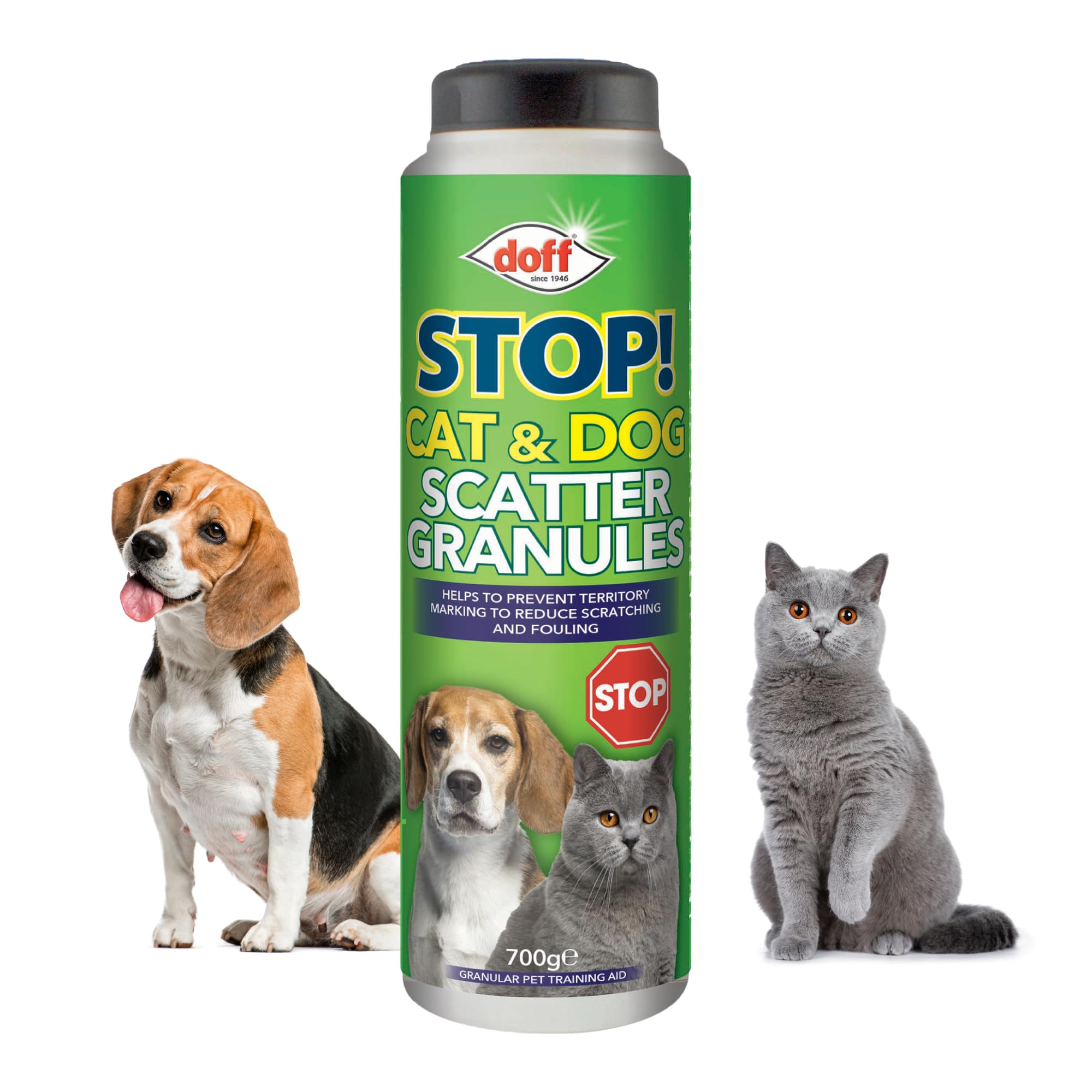 Doff Stop! Cat & Dog Scatter Granules - 700g Shaker Pack โ Dog and Cat Repellent Stops Pets from Fouling & Scratching - Outdoor Pest Repellent