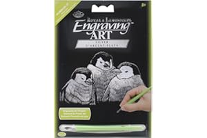 LA FOURMI Royal Brush Silver Foil Engraving Penguin Chicks Art Mini Kit, 5" by 7"