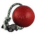 Jolly Pets Romp-n-Roll Rope and Ball Dog Toy, 8 Inches/Large, Red (608 RD)