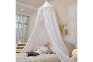 dix-rainbow Princess Decor Canopy for Kids Bed, Soft and Durable Bed Canopy for Girls Room Tent Canopy Dreamy Mosquito Net Bedding, Children Reading Nook Canopies Indoor (White)