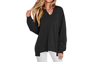 ANRABESS Women's Oversized Sweatshirts Long Sleeve Tunic Shirts V Neck Loose Pullover Tops 2025 Trendy Fall Teen Girls Outfit