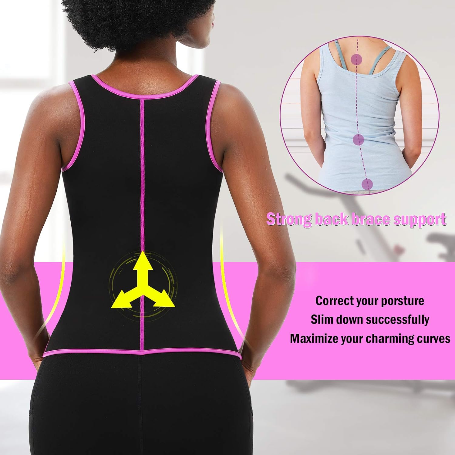 ALONG FIT Sweat Sauna Vest for Women Waist Trainer Corset Fitness Plus Size Neoprene Body Shaper : Clothing