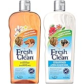 PetAg Fresh ’n Clean Scented Shampoo, Classic Fresh Scent (18 oz) + Oatmeal ’n Baking Soda Conditioner, Tropical Breeze Scent (18 oz)