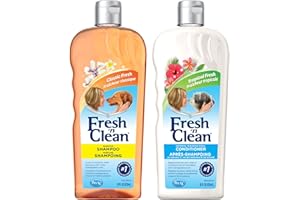 PetAg Fresh ’n Clean Scented Shampoo, Classic Fresh Scent (18 oz) + Oatmeal ’n Baking Soda Conditioner, Tropical Breeze Scent (18 oz)