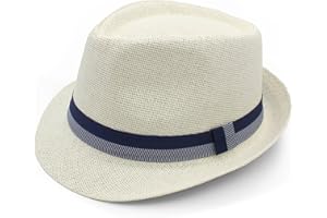LIDHAY Short Brim Panama Hat Straw Fedora Hats for Men Women Summer Derby Trilby Hats Beach Sun Hat