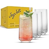 JoyJolt Sidney Highball Glasses Set of 4 | 16 oz Drinking Glasses for Water, Soda, Cocktail, Mojito, Tom Collins | Tall Glass Cups | Home Bar Glass Set | Premium Crystal Barware Made in Europe
