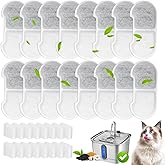 16+16 Pack Replacement Filters for SEIRMEP 101oz/3L Stainless Steel Cat Water Fountain, Includes 16 Filters & 16 Sponges