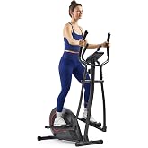 Sunny Health &amp; Fitness Smart Upright Elliptical Machine with Pulse Sensor | Full Body Workout, Adjustable Magnetic Resistance, Low Impact, Dual Handlebar, Digital Monitor, App Connectivity