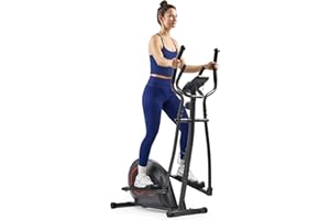 Sunny Health & Fitness Smart Upright Elliptical w/Pulse Sensor Built-in, Indoor Full-Body Cross-Training & Cardio Exercise Machine for Home, Free SunnyFit App Connection, Optional Long Stride Length