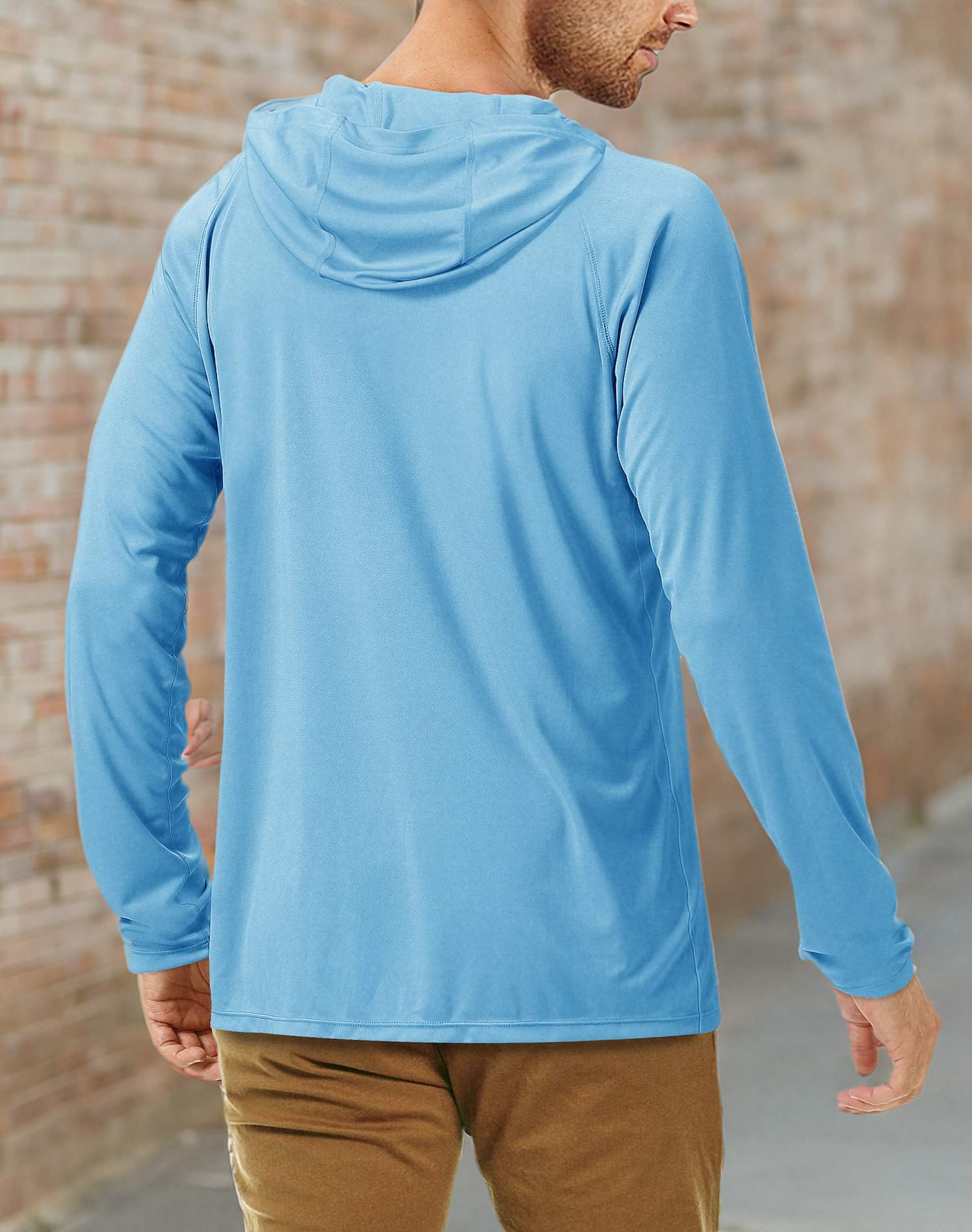 Roadbox UPF 50+ Fishing Shirts for Men, Long Sleeve UV Sun Protection Hoodie, Outdoor Hiking Running Swimming Rash Guard