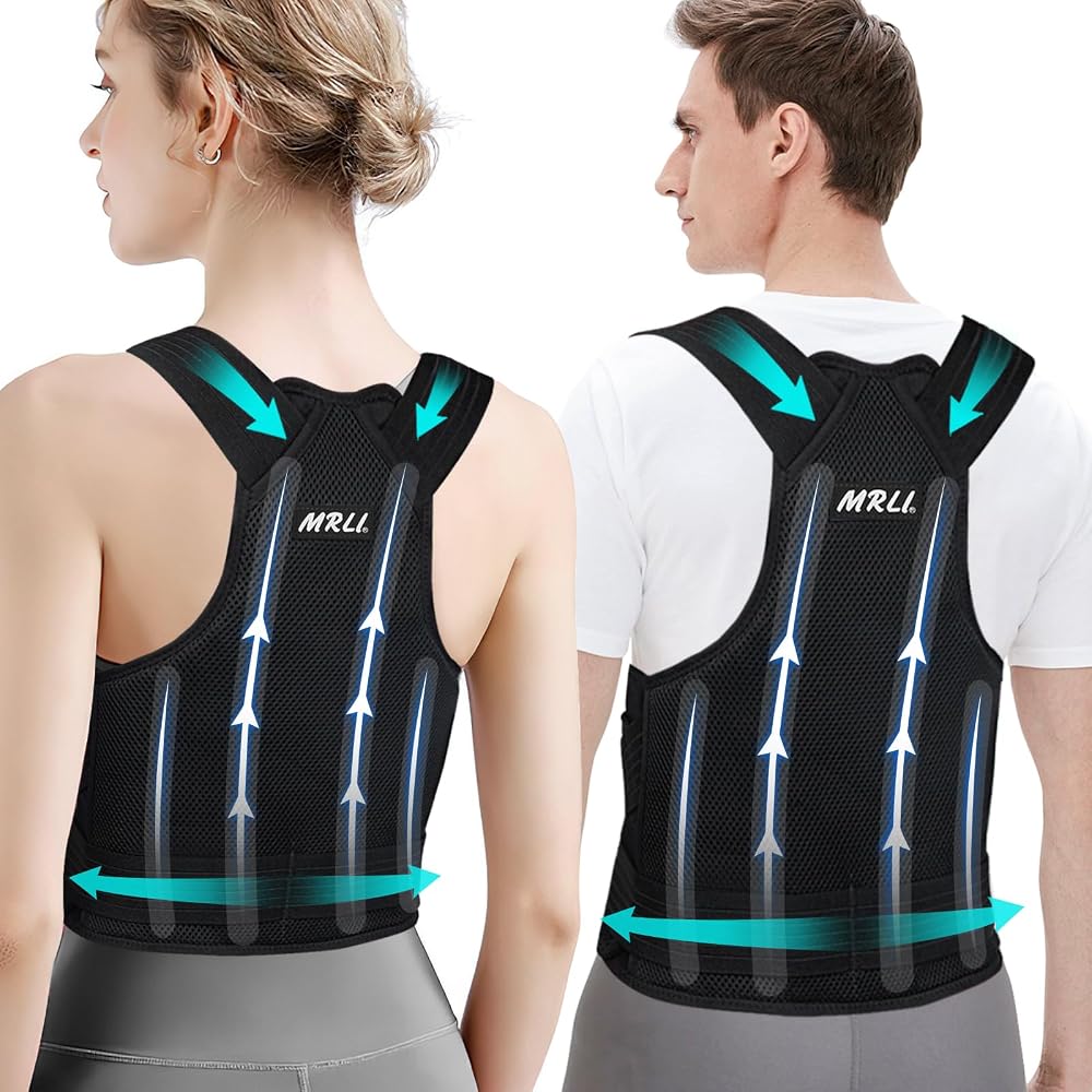 MRLI Back Support Brace Posture Corrector Adjustable Shoulder Lumbar Belt M