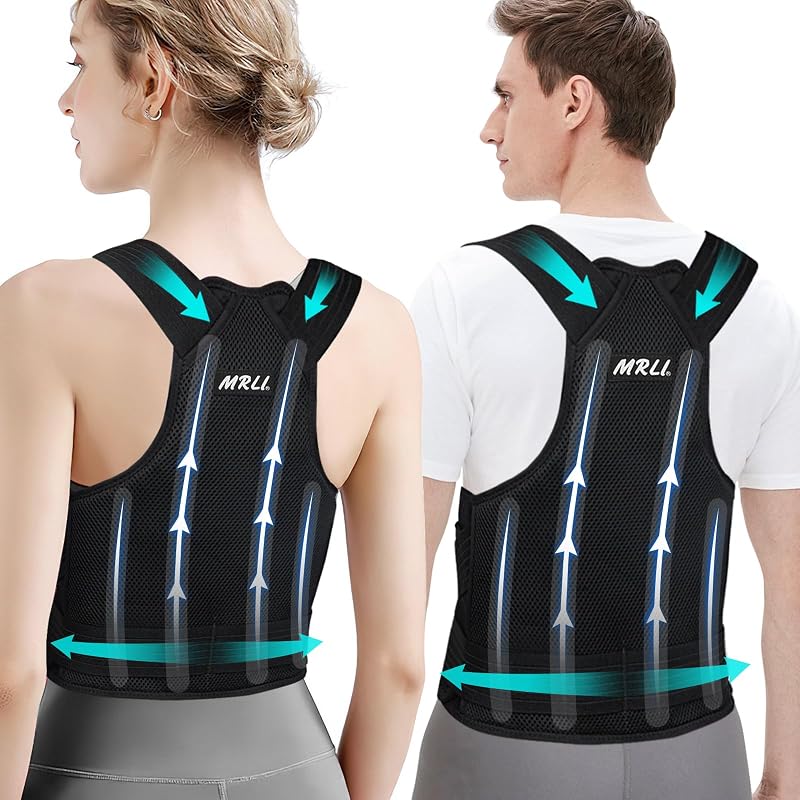 MRLI Back Support Brace Posture Corrector Adjustable Shoulder Lumbar Belt M