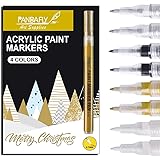 PANDAFLY Acrylic Paint Pens for Rock Painting, Stone, Ceramic, Wine Glass, Wood, Fabric, Canvas, Metal. Set of 8, 2 White 2 G