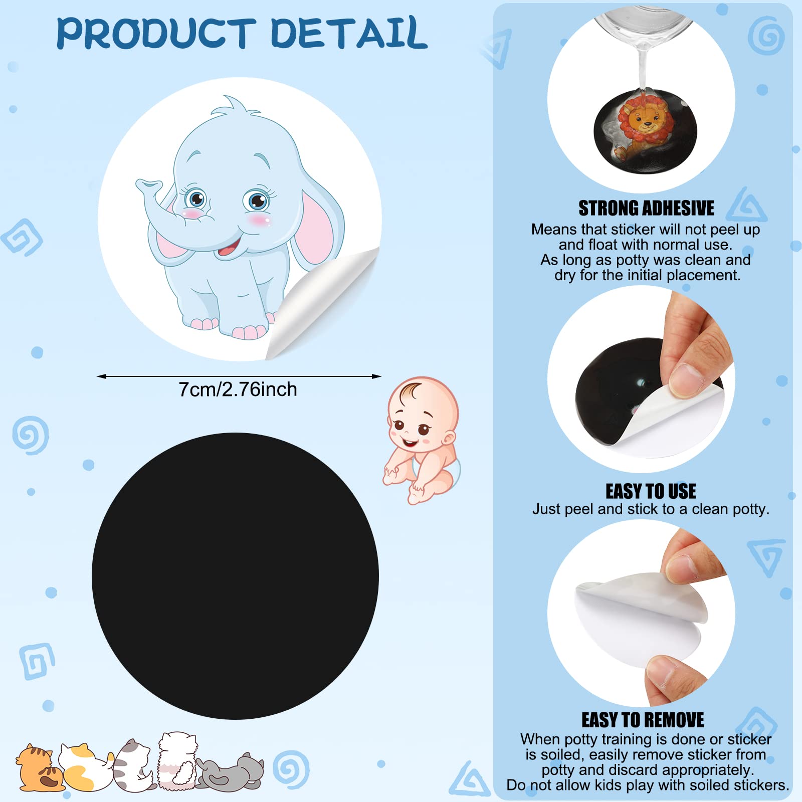 Geyee 24 Pcs Potty Training Stickers Potty You Pee on Toilet Reveal Stickers Chart Reusable Pee Decals Color Changing Seat Toilet Targets for Boys Girls Kids Training Use(Animal)