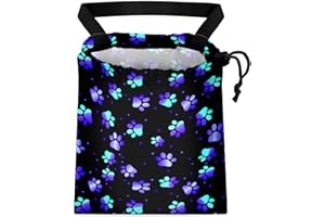 GEGEPINK Car Trash Bag Hanging Back of Seat Waterproof Small Cute Printed One-handed Strap Drawstring Garbage Bags for Car-Paw Print