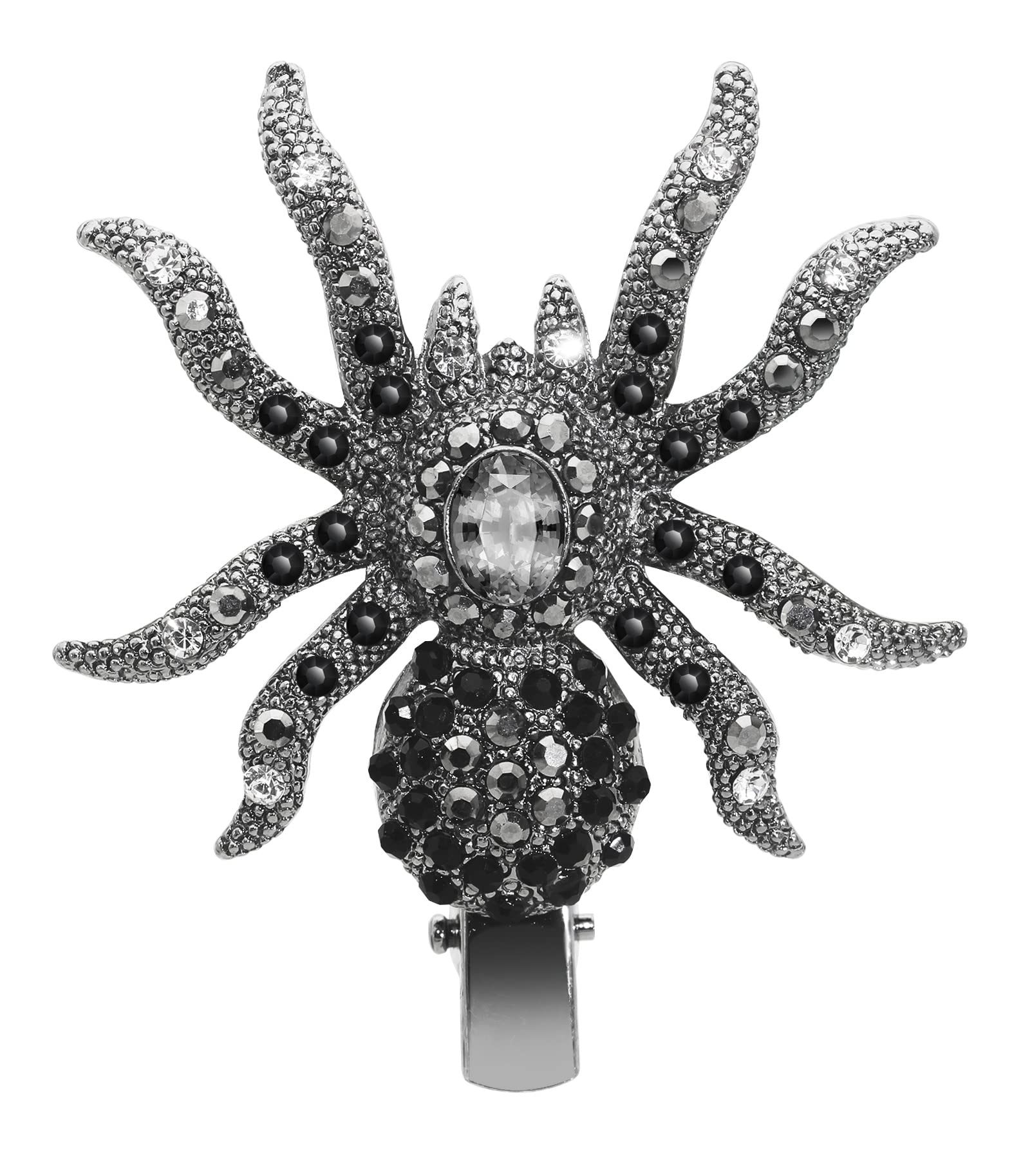 KristLand Gothic Spider Hair Clip Hair Pins Austrian Crystal Rhinestone Hair Barrette Spider Hair Clips Box Double-wear Brooch for Women Men