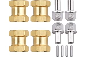 Hobbyfire 4pcs 12mm Brass Wheel Hex Hub Offset Extension Hex Drive Adapter Combiner Coupler Conversion for 1/10 RC Crawler Axial SCX10 CC01 Jeep Wrangler D90 Wraith (15mm)