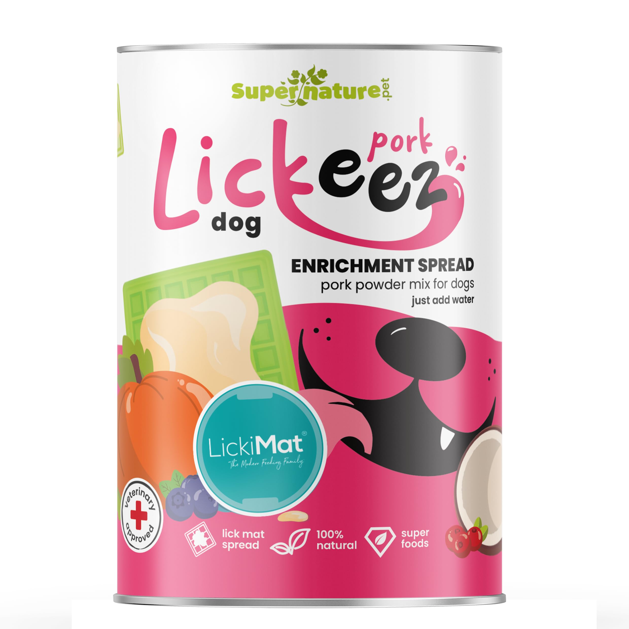 Supernature Lickeez Pork Enrichment Spread Mix 290g | Perfect for Lick Mats, Boredom Busting Treat for Dogs, Premium Quality Pork, No Added Preservatives | Manufactured in the UK
